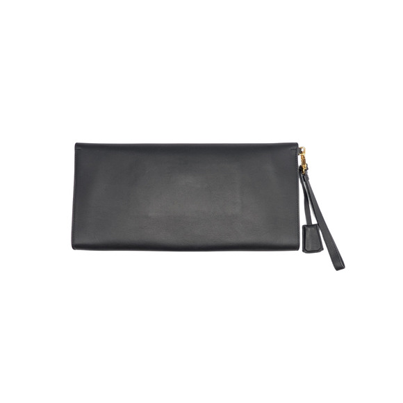 Salvatore Ferragamo Black Leather Gancini Afef Large Clutch Wristlet Bag - Picture 2 of 9
